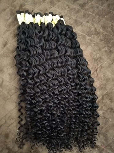 Cabelo Humano Cacheado Natural 50-55cm 200gramas Sem Quimica Cor Médio E Escuro
