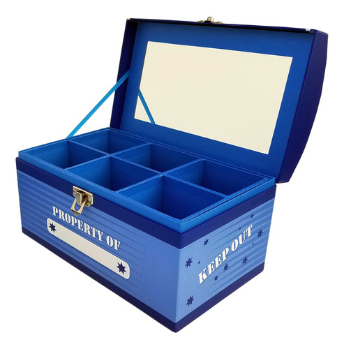 Caja De Cofre Del Tesoro, Azul Superheroe