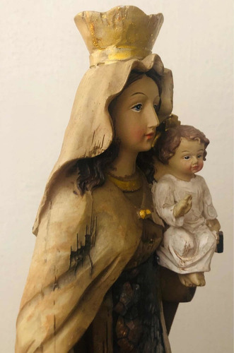 Imagem 7 de 8 de Nossa Senhora Do Carmo Resina Rústica 31cm