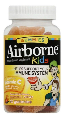 Airborne Kids Vitaminas Para Niños Con 42 Gomitas Sabor Frutas