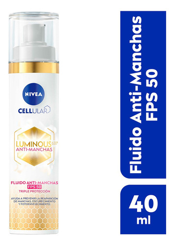 Fluido Nivea Luminous630 Anti-manchas Ácido Hialurónico 40ml Momento de aplicación Día Tipo de piel Todos