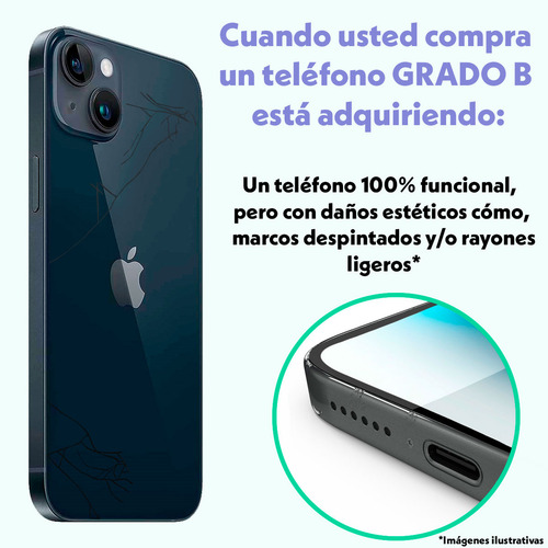 Apple Iphone 14 128gb Negro Estética 8 A 9 Grado B Medianoche (Reacondicionado)