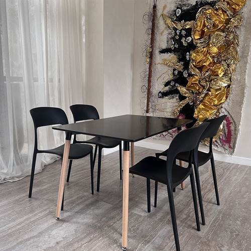 Imagen 6 de 7 de Pack De 4 Sillas De Comedor Nina Apilable Reforzada Color De La Estructura De La Silla Negro