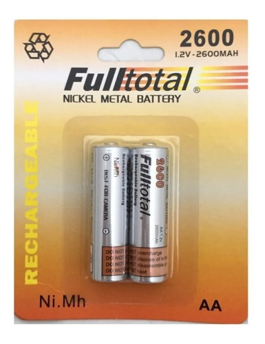 Pilas Aa Recargables 1.2v-2600mah Full Total