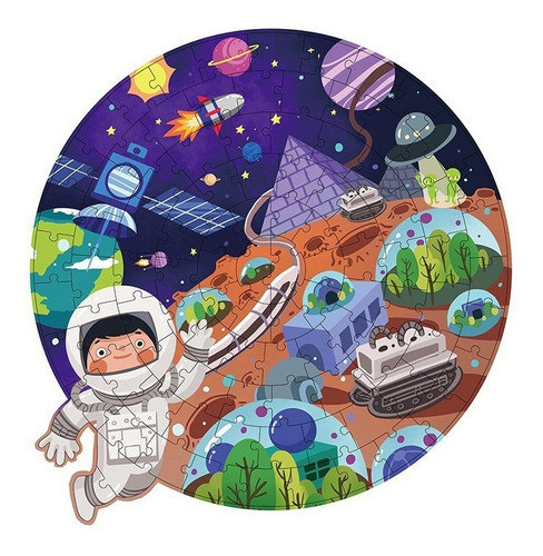 Imagen 3 de 4 de Rompecabezas 102pcs Puzzle Forma Espacio Marte C/bolso Viaje
