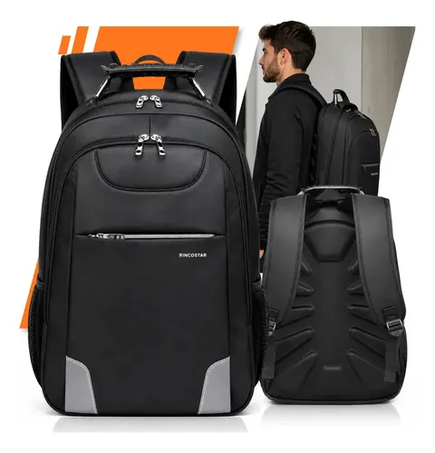 Mochila Notebook 17 Impermeável Anti Furto 45l Reforçada Trabalho Viagem Escolar Grande Executiva Masculina Rincostar Preta