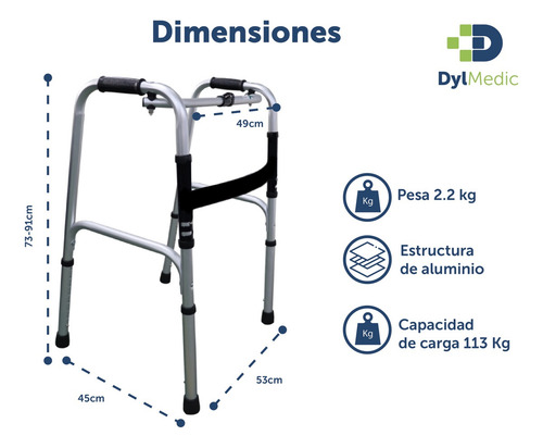 Andadera Ortopedica Plegable Aluminio Altura Ajustable