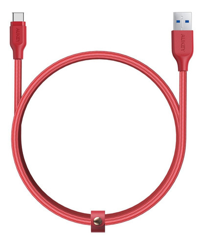 Cable Aukey Trenzado Nylon Usb-a A Usb-c 1.2m Rojo Cb-ac1