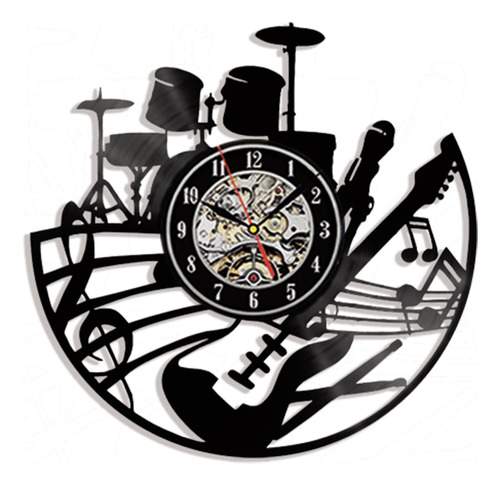 Reloj De Pared Instrumentos Musicales En Disco  Lp De 30cm
