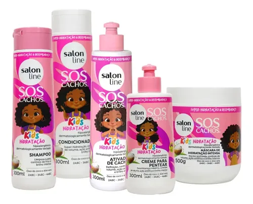 Kit Capilar Tratamento Sos Cachos Kids Infantil Salon Line