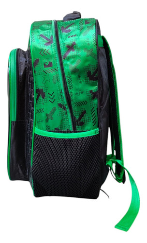Kit Mochila Lonchera Lapicera Minecraft Movie Creeper Ruz Verde Musgo Impresion 3d