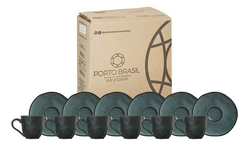 Kit C/6 Xicaras 120ml E Pires Porto Brasil Professionals Bio Cor Orgânico Petroleum