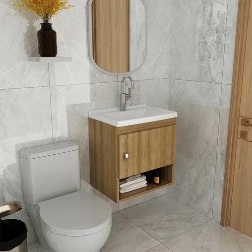 Mueble De Baño Con Lavamanos Linz Almendra/ Blanco
