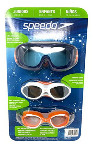 Gafas De Natación Speedo Junior, Paquete De 3 Con Protección