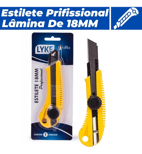 Estilete Profissional Com Trava Giratória Lâmina De 18mm