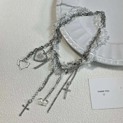 Cadena De Clavícula Con Colgante En Forma De Corazón Y Marip