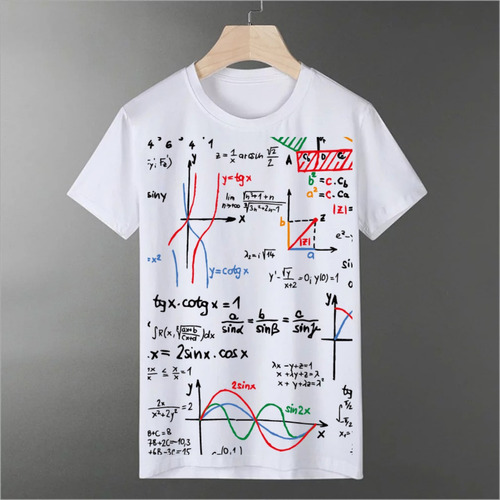 Camiseta Blanca Sublimación De Calidad Estampada Matemática3