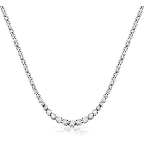 Colar Riviera De Ouro Branco Com Diamantes Degradê