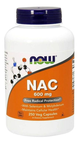 Nac N-acetilcisteína 600mg 250 Vcaps Now Foods