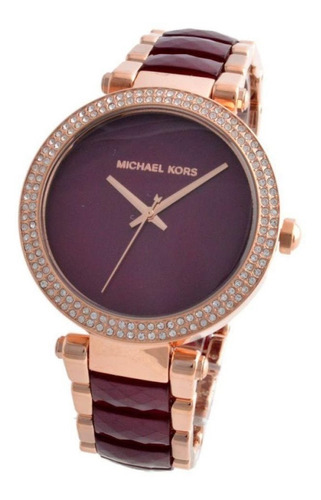 Relógio Michael Kors Mk6412 Parker Vinho Rose Original Cor Do Fundo Grená