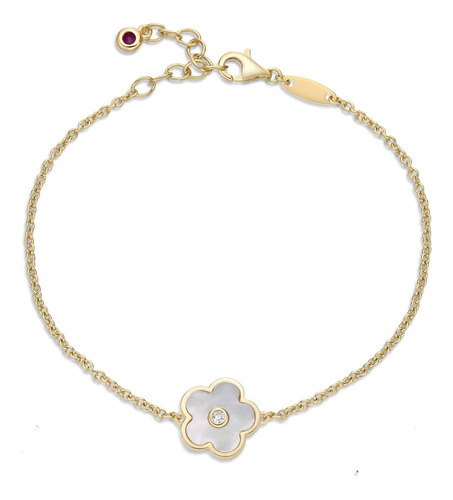 Pulsera Flor De Nácar Para Mujer En Plata De Ley 925 Con Bañ