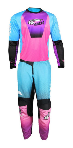 Conjunto Rosa Motocross Amx Silver Tamanho Calça 44-camisa G