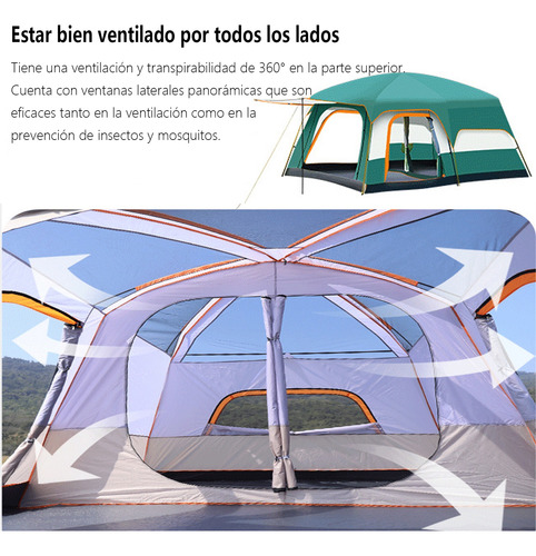 Carpa Instant Acampada Amplia Para 8-12 Personas Double Capa
