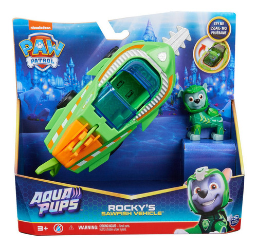 Paw Patrol: Aqua Pups - Rocky Con Vehiculo Acuatico