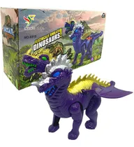 Comprar Dragon 2 Cabezas Dinosaurio Camina Sonido Luces Pila T Rex Color Violeta