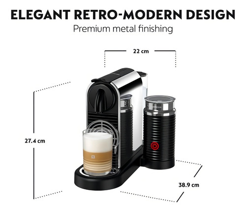 Cafeteira Nespresso Citiz Platinum cor inox & Milk preto 110v