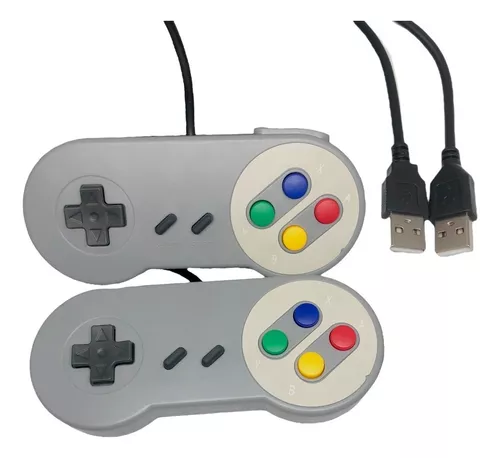 Kit C/2 Controle Super Nintendo Snes Joystick Usb Jogos Emulador Pc