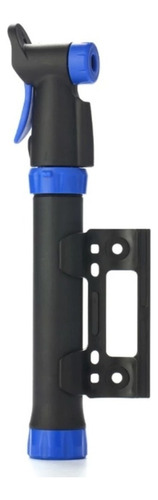 Bomba De Ar Para Bike Bicicleta Ciclismo 22 Cm Com Suporte Cor Cor Preto Com Azul