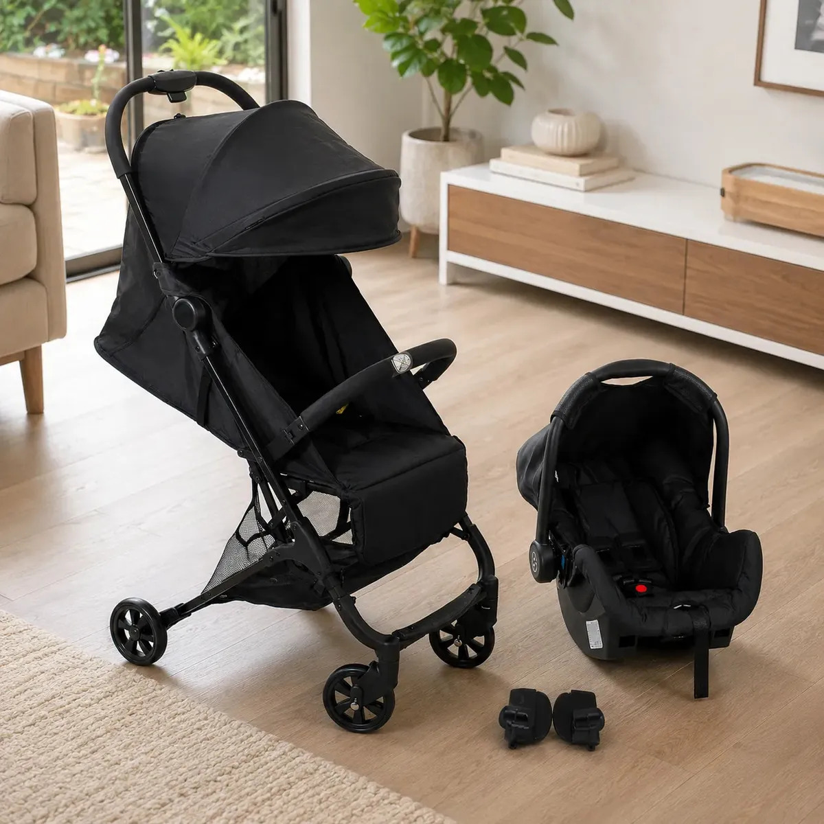 Carrinho de Bebe com Bebe Conforto Galzerano Bali Preto Aviao Carrinho de Bebe Compacto Passeio