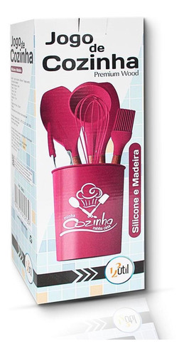 Jogo Útensilios Silicone Para Cozinha 7 Peças Rosa