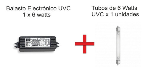 Balasto Electrónico 8w/220v+1 Tubo 8w Uvc Germici-prontoluz 