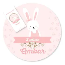 Comprar Kit Imprimible Coneja Rosa Primer Año Bautismo Candy Bar