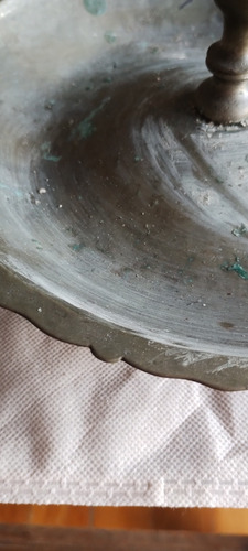Antigua Palmatoria De Mesa En Metal Blanco ..no Envío.... (Usado)