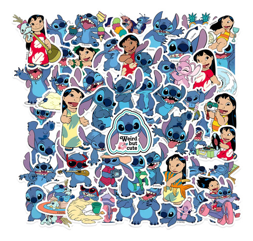 Kit 50 Calcomanias Stickers Lilo Y Stitch A Prueba De Agua