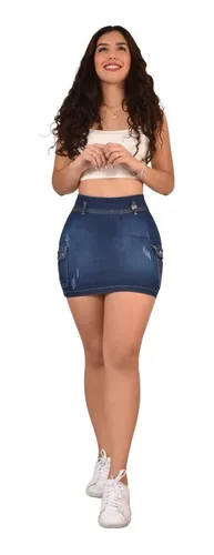 Falda Mujer Dama Corta Mezclilla Premium Importación - $ 320