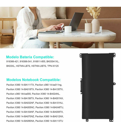 Imagen 4 de 10 de Bateria Compatible Notebook Hp X360 14-ba 14m-ba013dx Bk03xl