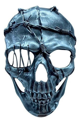 Máscara Negra De Calavera Skull Disfraz Craneo De Halloween Color Plateado