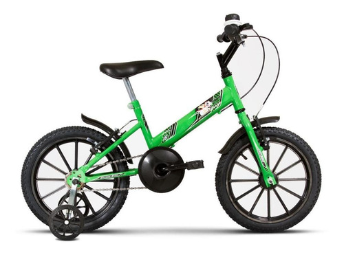 Bicicleta Infantil Aro 16 3 4 5 6 7 8 Anos Com Rodinha Kids Cor VERDE KM - PRETO
