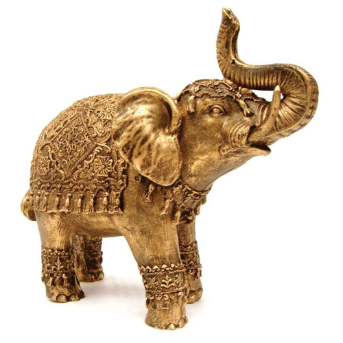 Elefante Indiano Grande Cor Ouro. Cor Colorido
