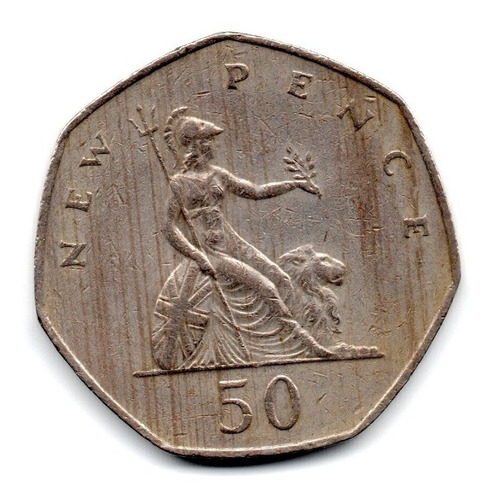 Moneda Inglaterra Gran Bretaña 50 Pence Año 1981 Km#913