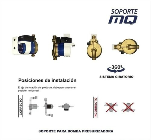 Imagen 3 de 5 de Soporte Bomba Presurizad Movil De Pared 4 Baños (soporte Mq)