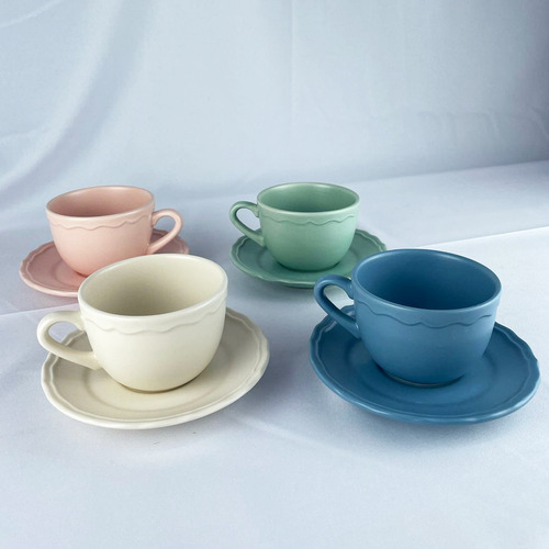 Set X12 Taza Con Plato De Cerámica