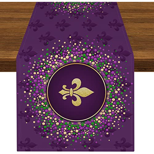 Mardi Gras Fleur De Lis - Camino De Mesa De Carnaval, Morado