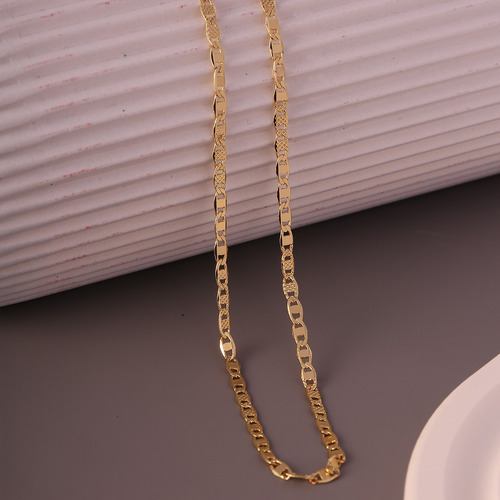 Collar Fina Chapado En 14k Cadena De Dos Estilos Planos