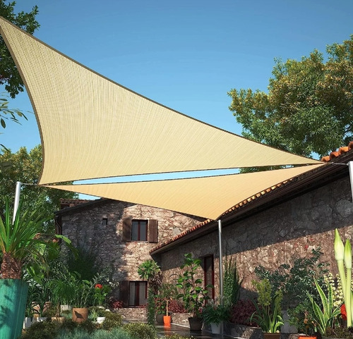 Toldo Triangular Tipo Vela 4.8x4.8x4.8 Mt. Gris.