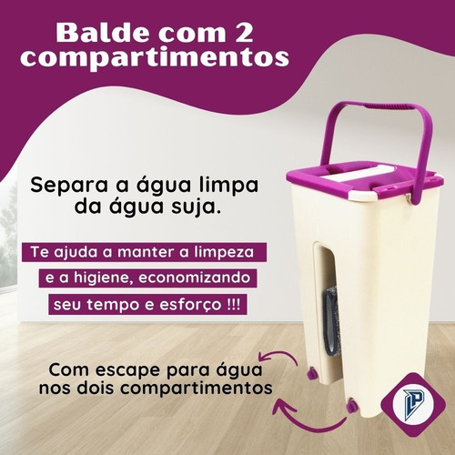 Imagem 3 de 9 de Rodo Mop E Balde Lava E Seca Profissional Com 2 Refil